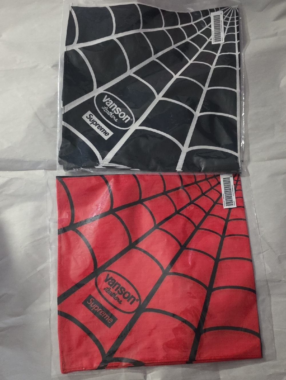 Vanson Leathers x Supreme Spiderman Bandanas - Black & Red (Set of 2)